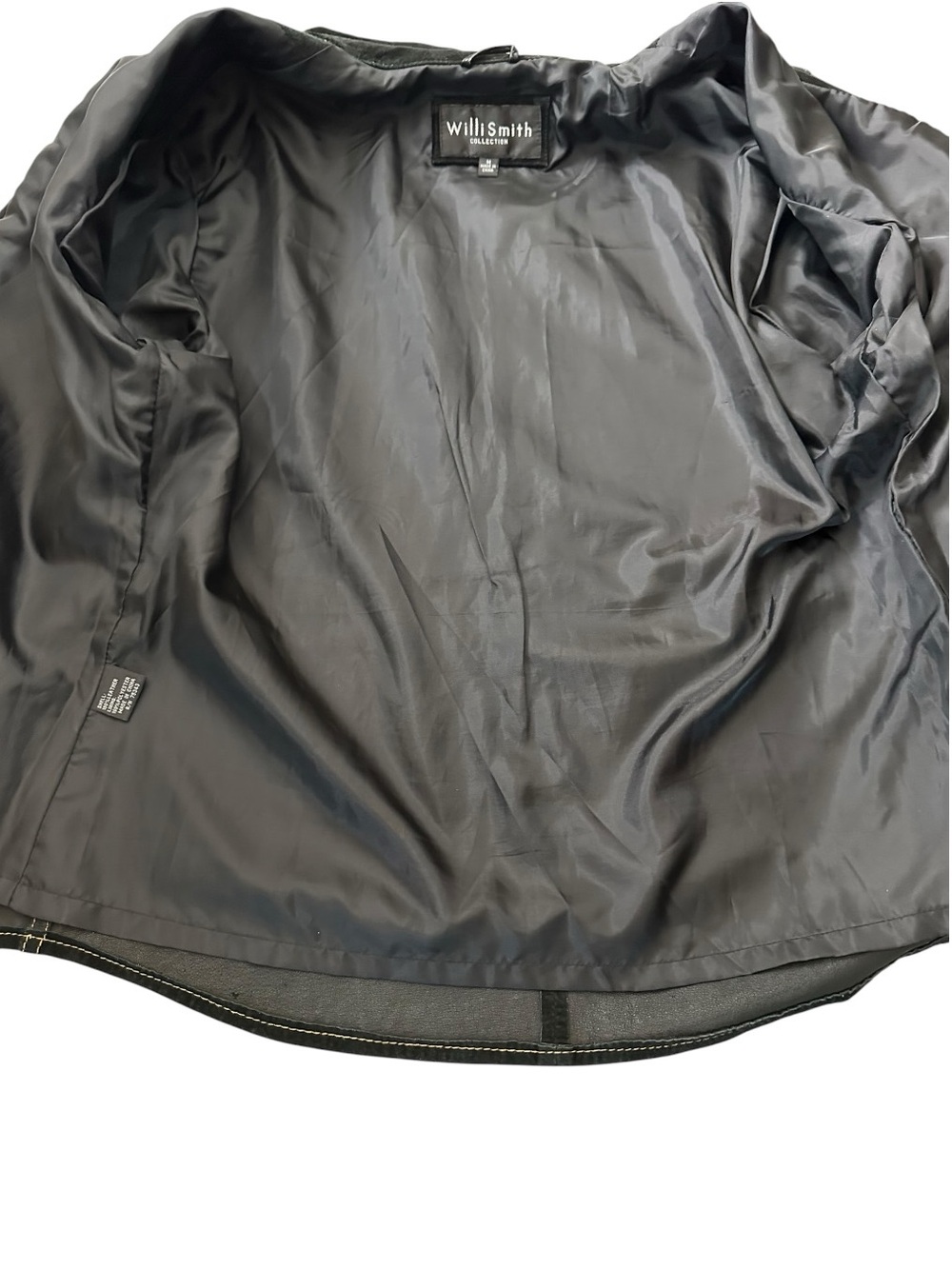 Vintage Willi Smith Black Distressed Leather Western Pearl Snap Cowgirl Shirt M - Picture 10 of 12